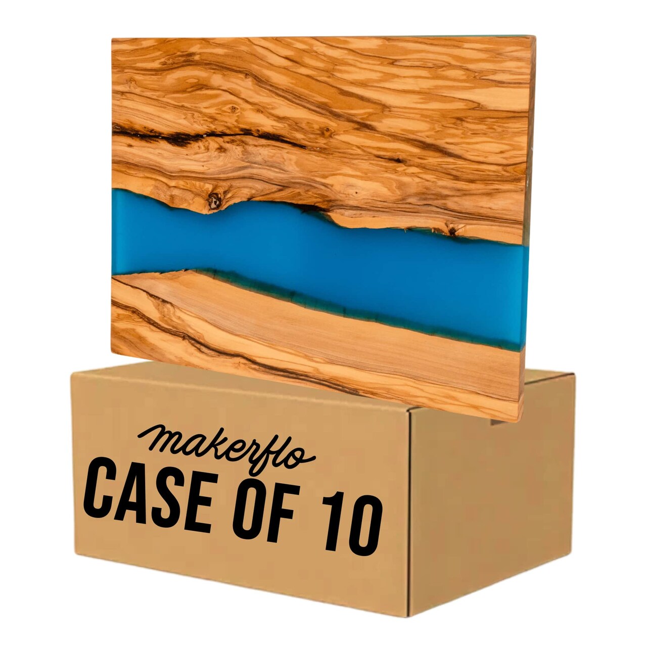 Makerflo Olive Wood Resin Cutting Board | Craft-Ready for DIY Gifts & Personalization (Laser Engraving, Epoxy, UV DTF, Vinyl)